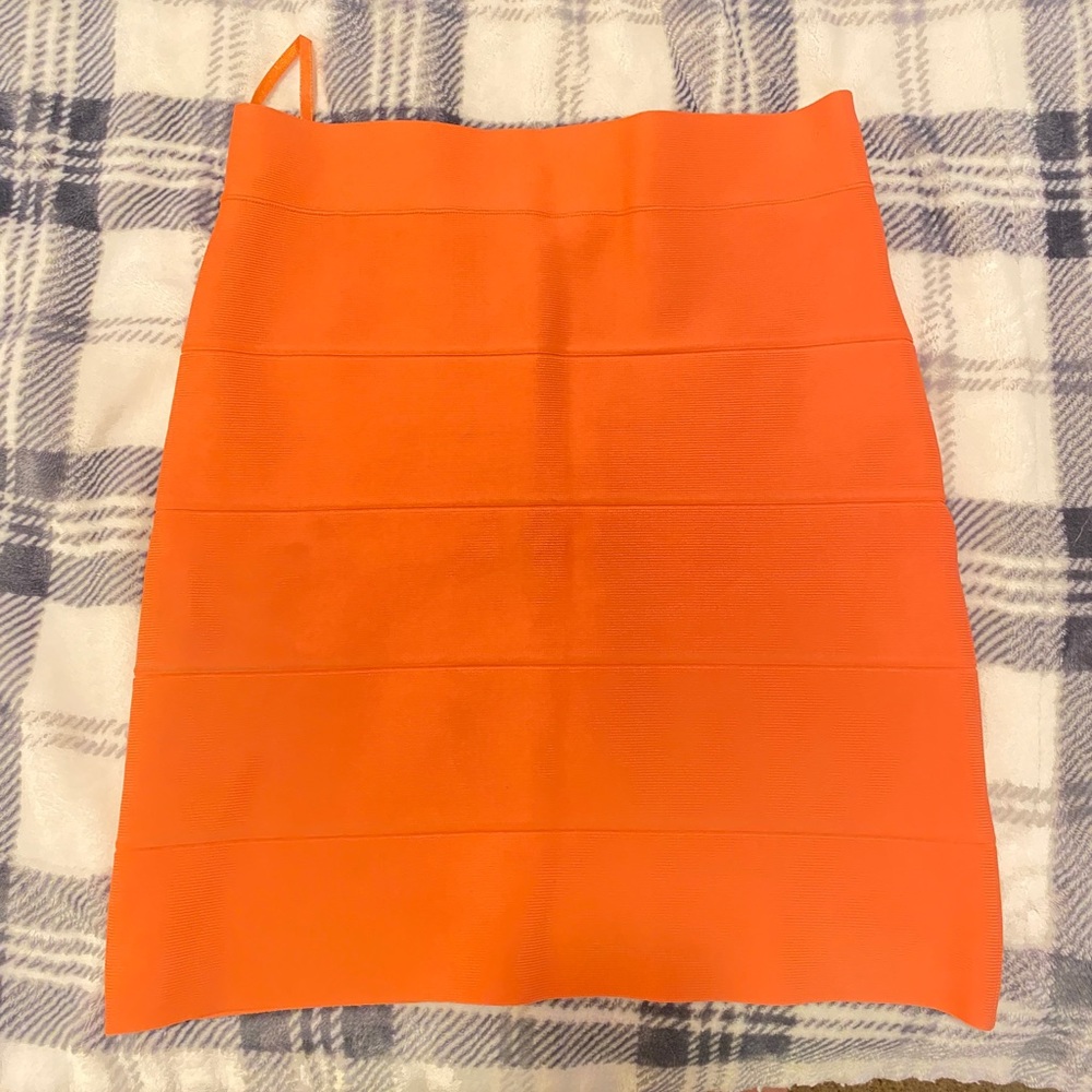 Coral colored bodycon skirt